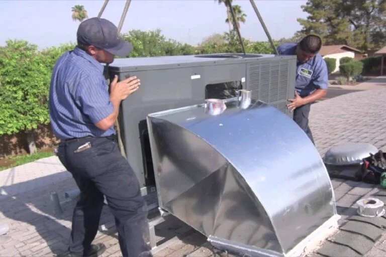 Indoor HVAC system during a routine maintenance visit